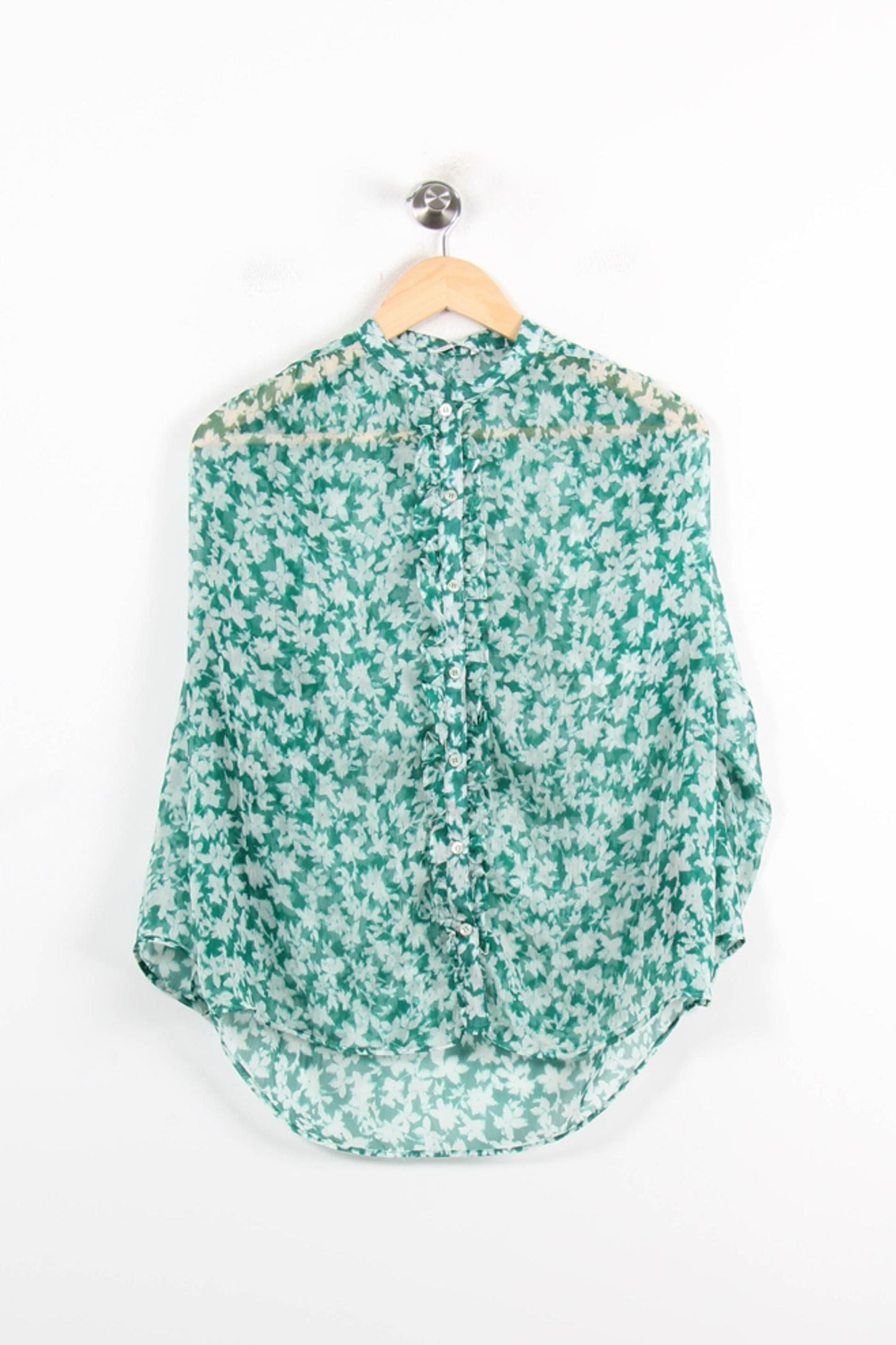 Blouse Verte et Blanche - Taille XS/34