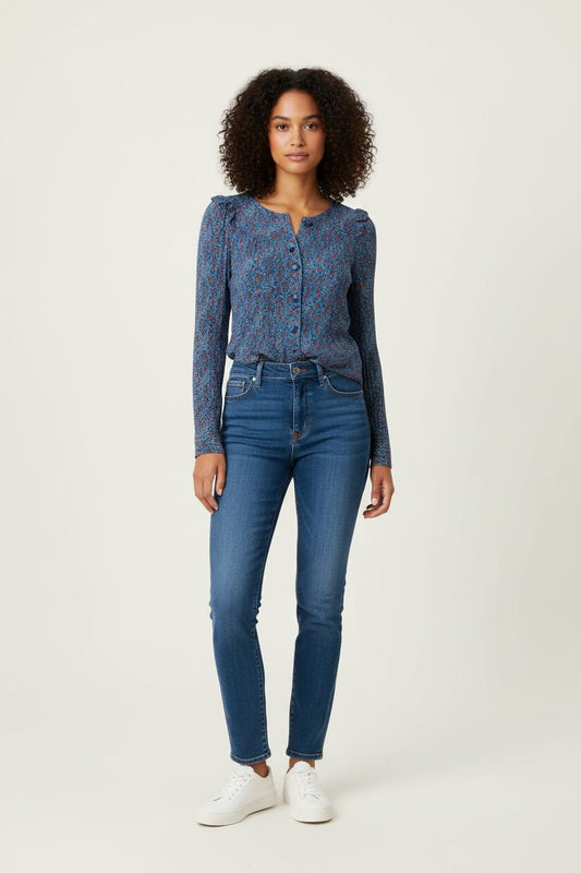 Blouse Bleue et Rouge - Taille S/36