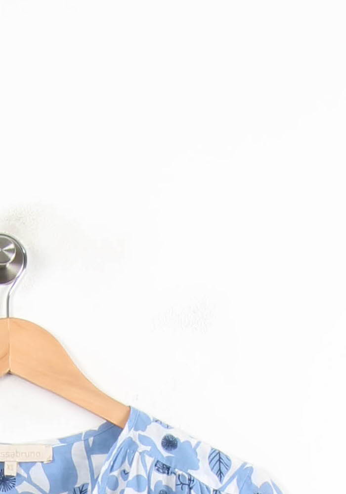 Blouse Fleurie Bleue - Taille XS/34