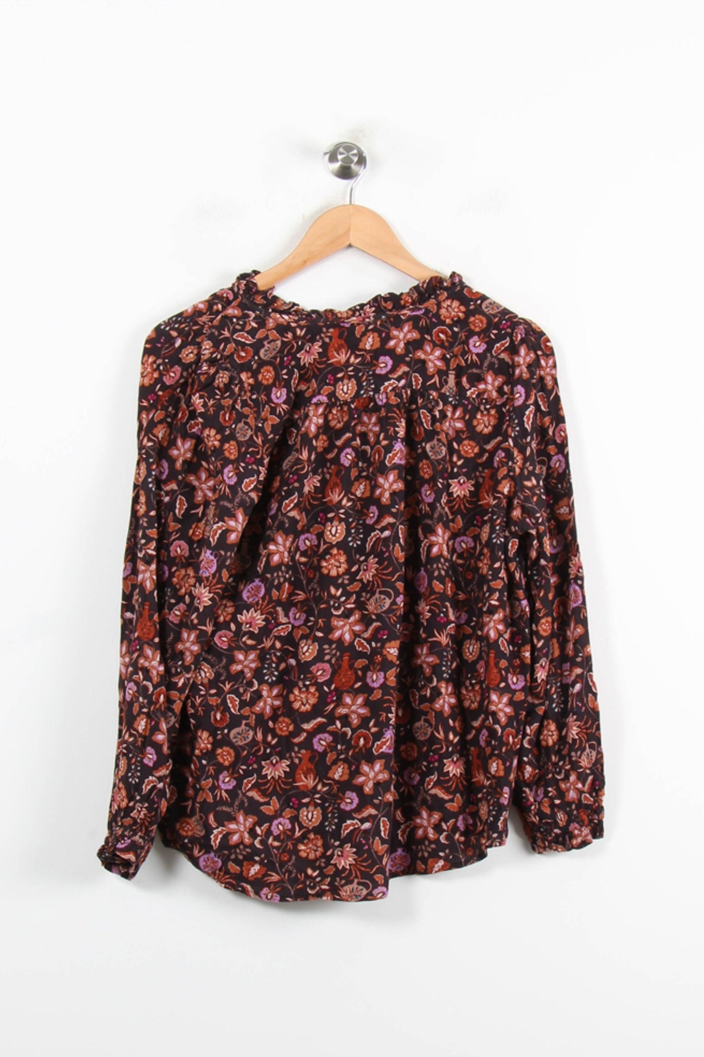 Blouse Fleurie Marron et Violet - Taille S/36