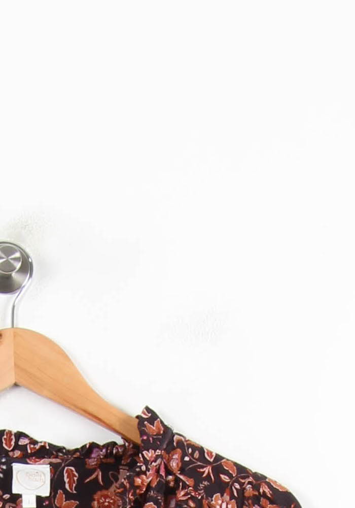 Blouse Fleurie Marron et Violet - Taille S/36