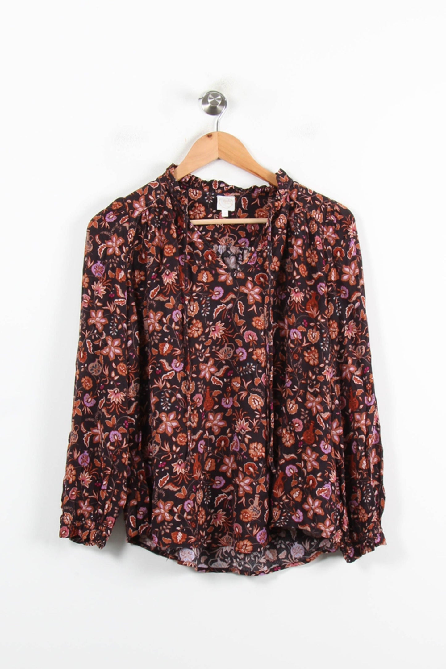 Blouse Fleurie Marron et Violet - Taille S/36