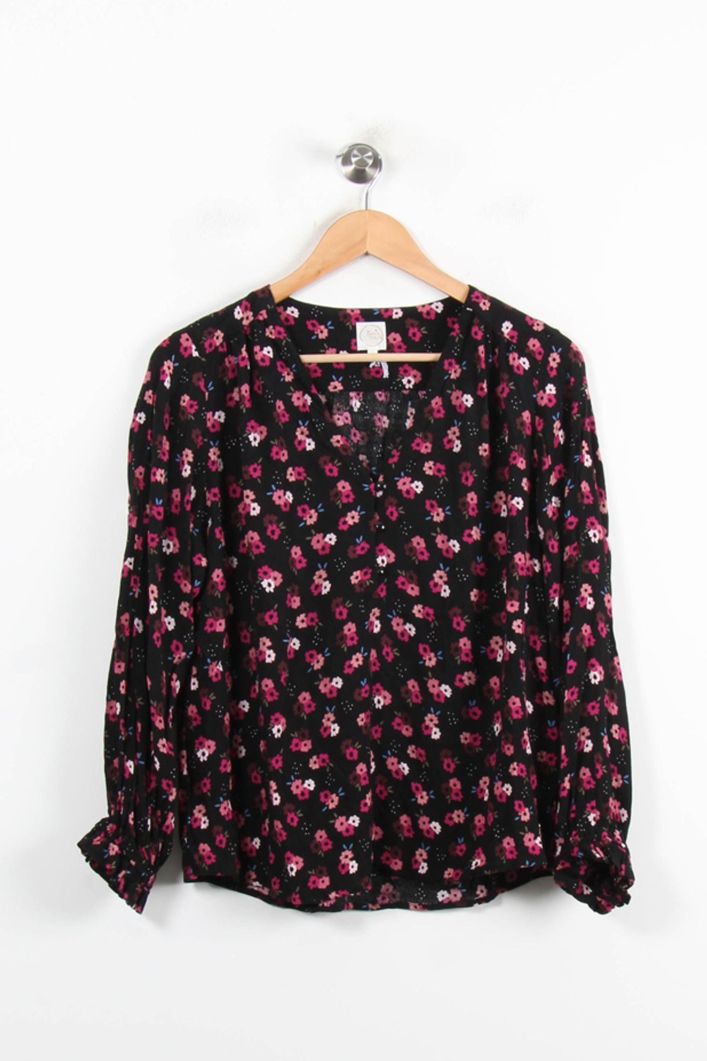 Blouse Noire et Rose - Taille S/36