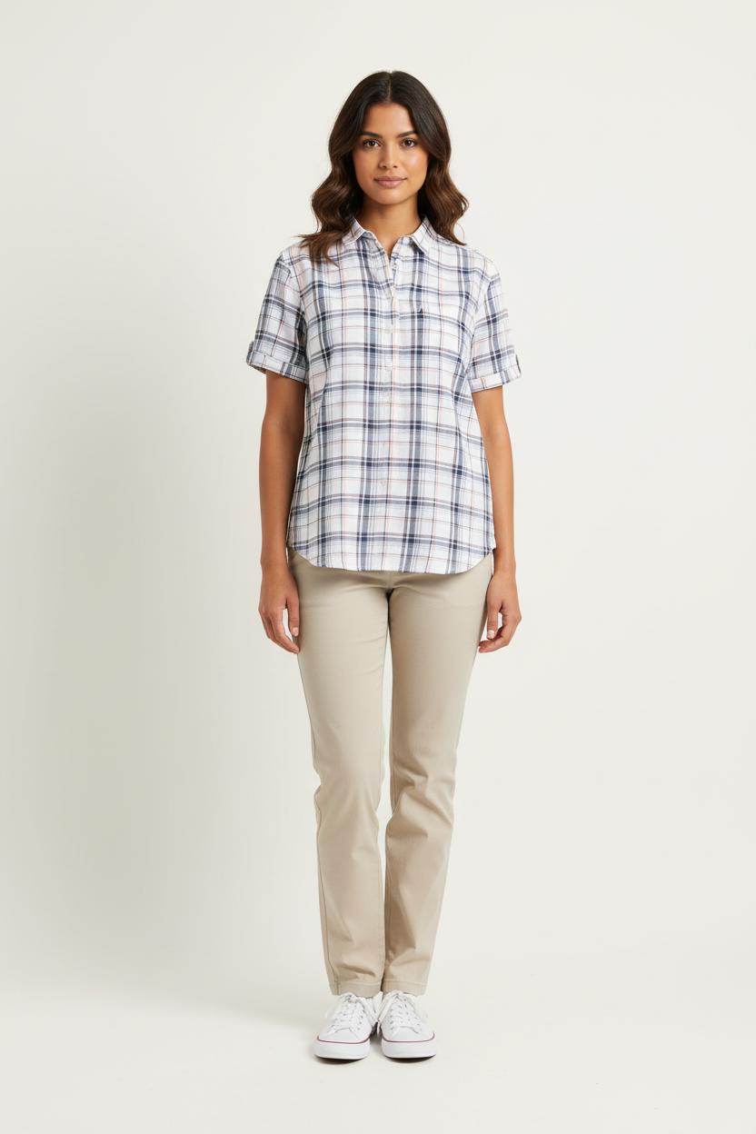 Chemise à Carreaux Blanche et Bleue - Taille S/36