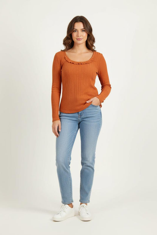 Tee-shirt Manches Longues Orange - Taille S/36