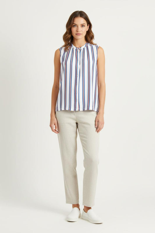 Chemise sans manches bleue et blanche - Taille S/36