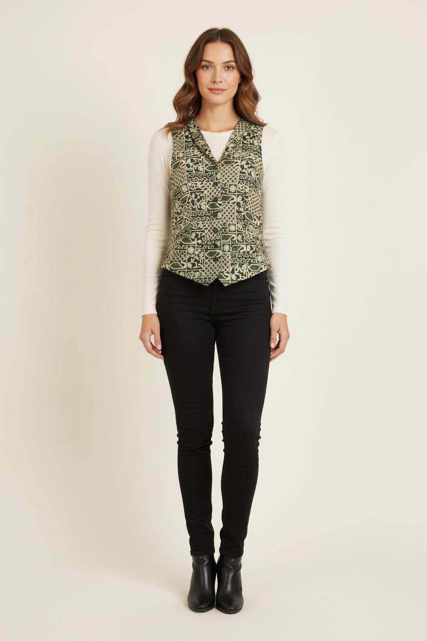 Gilet Vert et Beige - Taille S/36