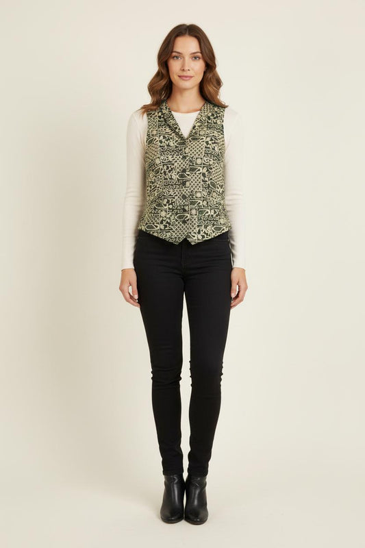 Gilet Vert et Beige - Taille S/36