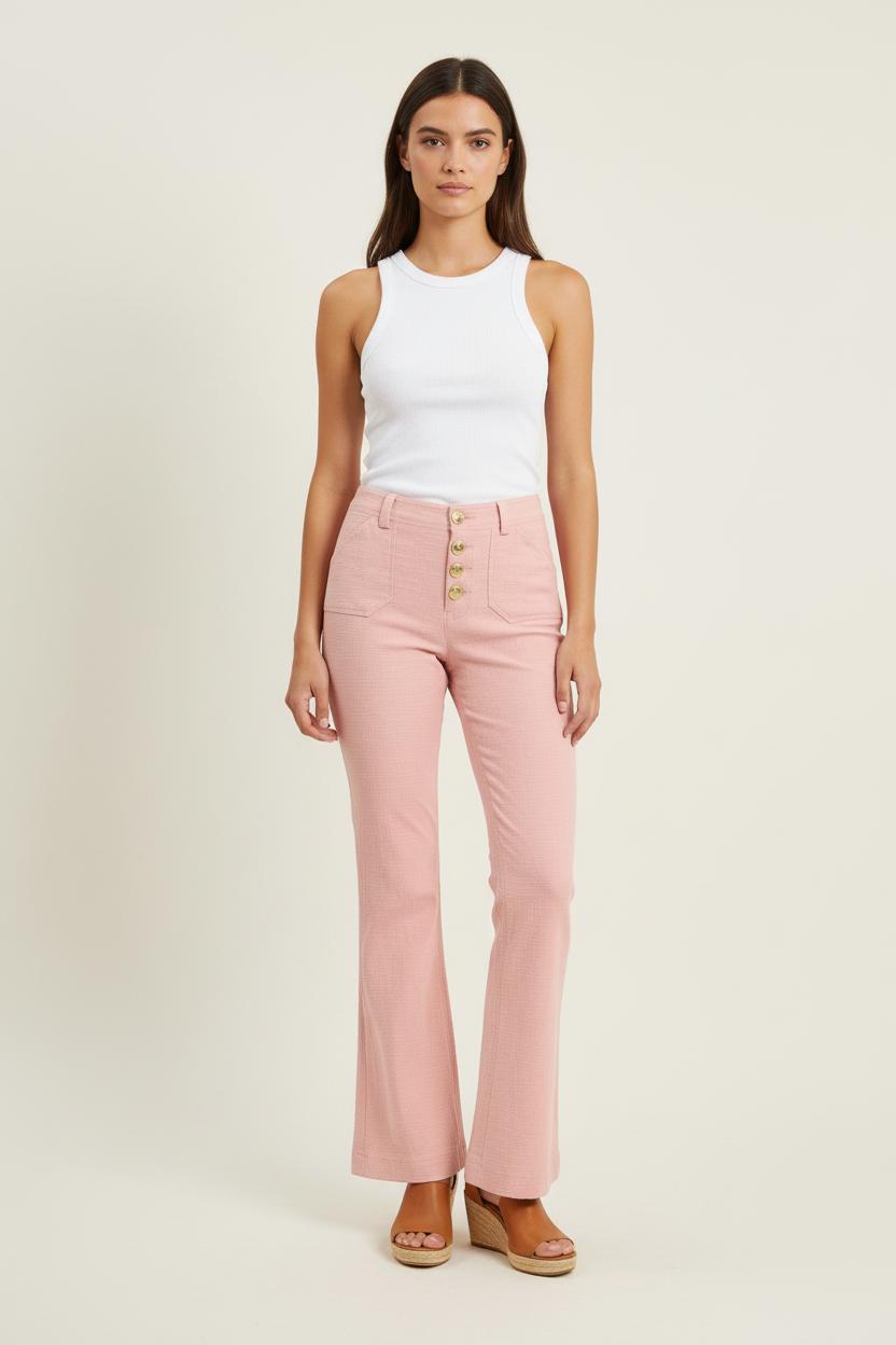 Pantalon Évasé Rose - Taille S/36