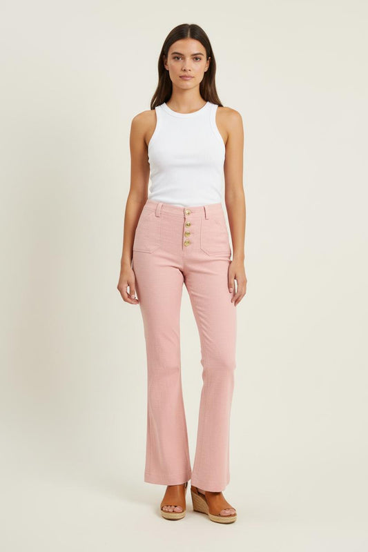 Pantalon Évasé Rose - Taille S/36