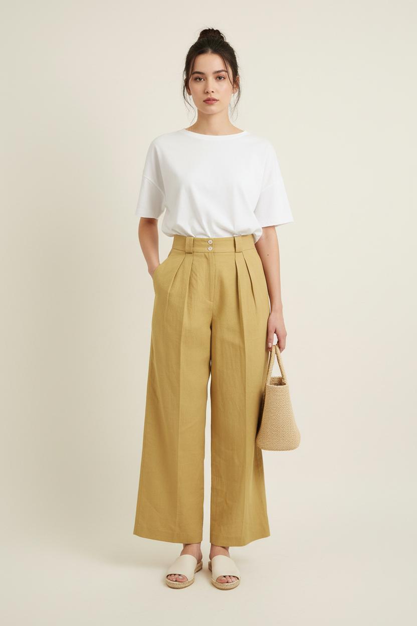 Pantalon Large Jaune - Taille S/36