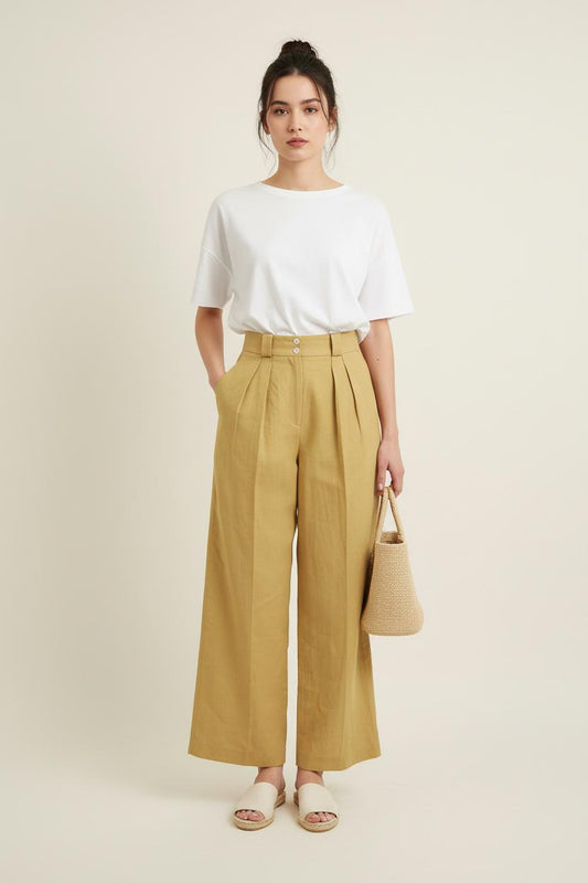 Pantalon Large Jaune - Taille S/36