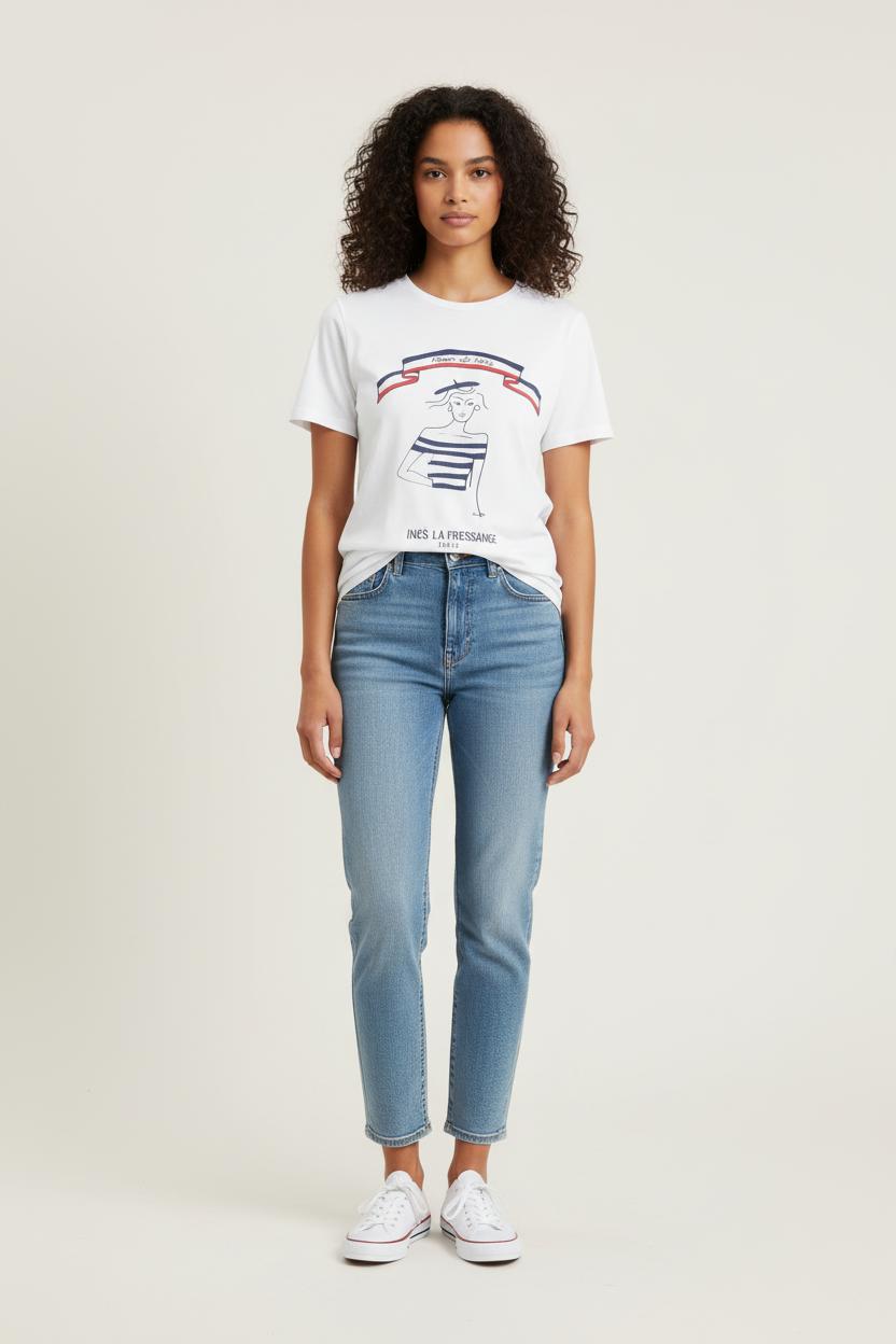 Tee-shirt Blanc et Bleu - Taille S/36