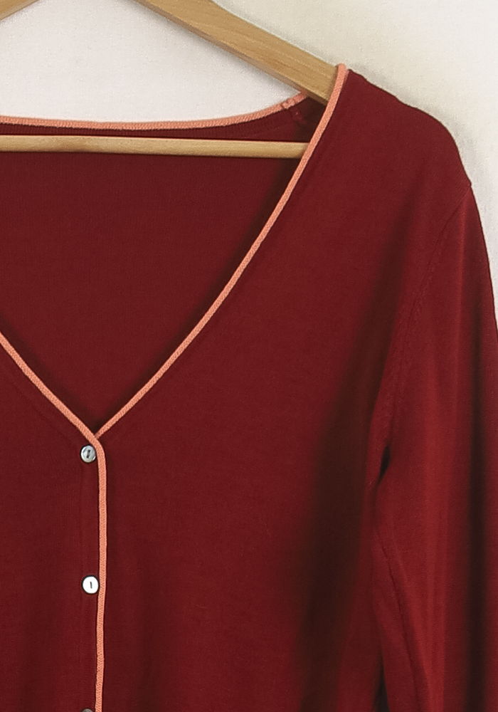 Cardigan Bordeaux et Beige - Taille S/36