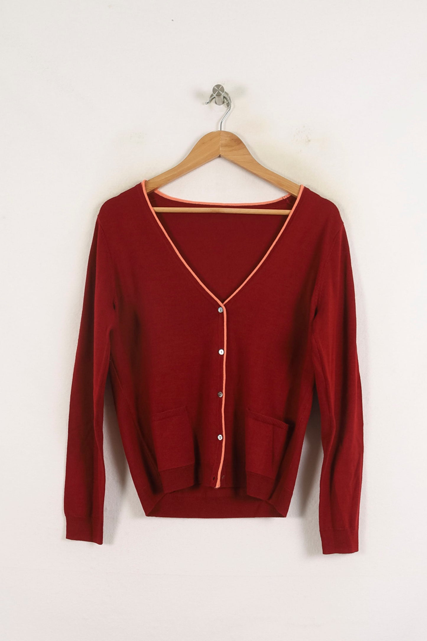 Cardigan Bordeaux et Beige - Taille S/36