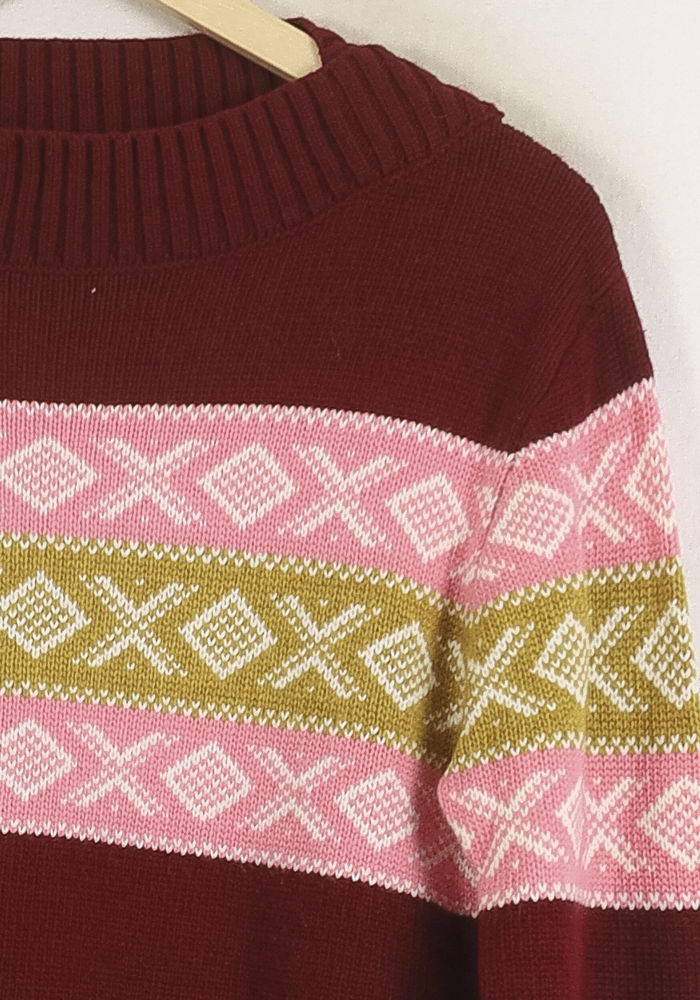 Pull Bordeaux et Rose - Taille M/38