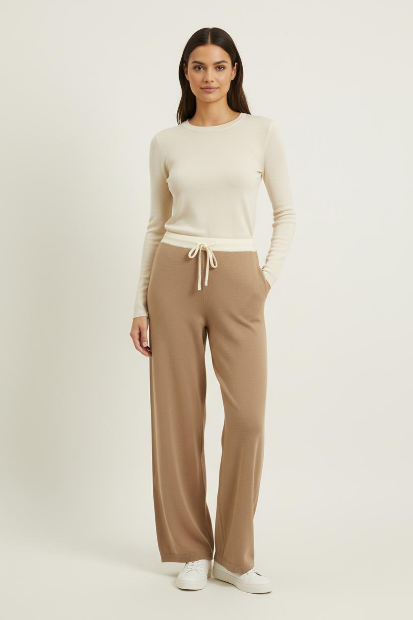Pantalon Large Beige et Écru - Taille S/36