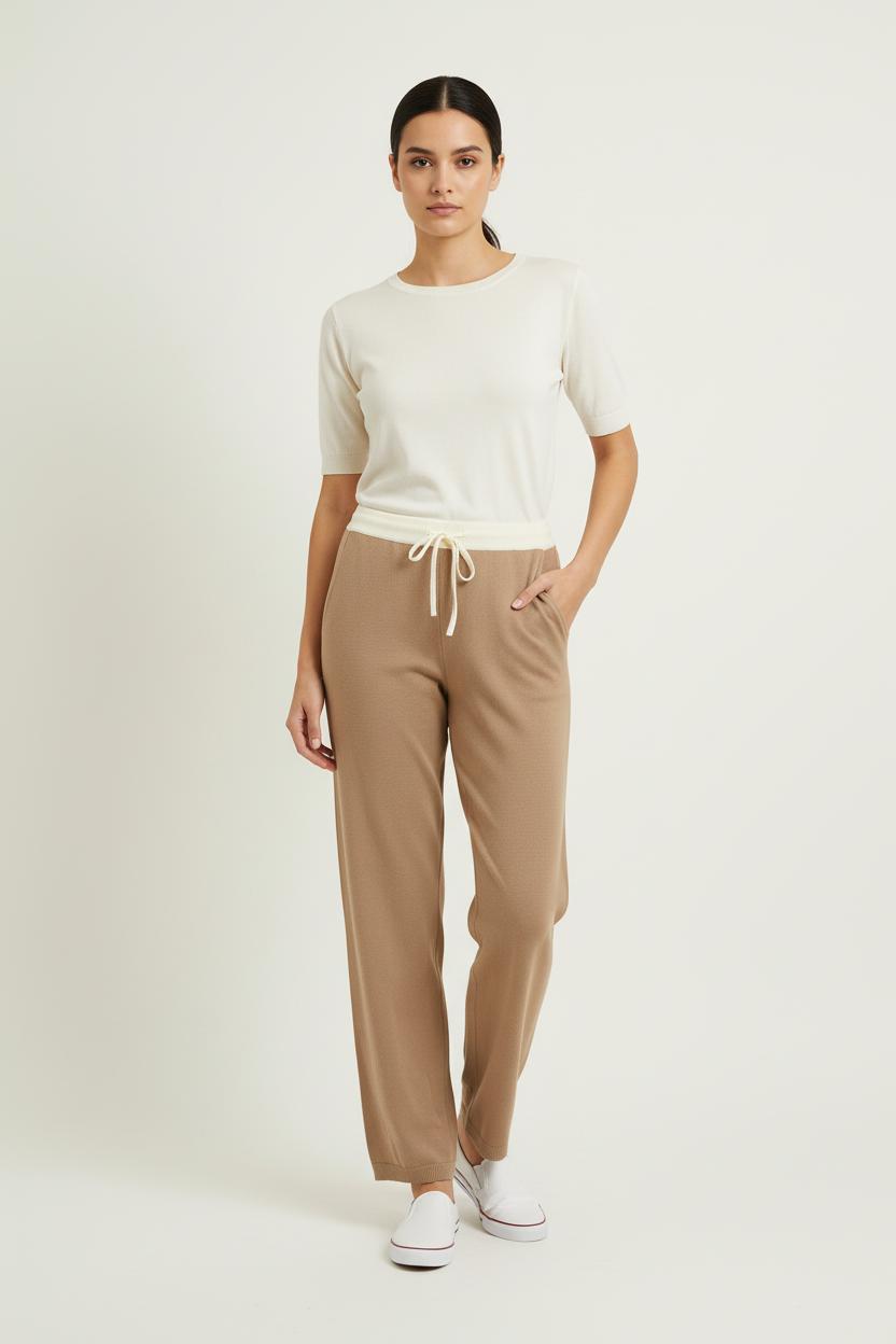 Pantalon Large Beige et Écru - Taille S/36