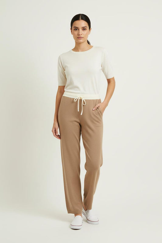 Pantalon Large Beige et Écru - Taille S/36
