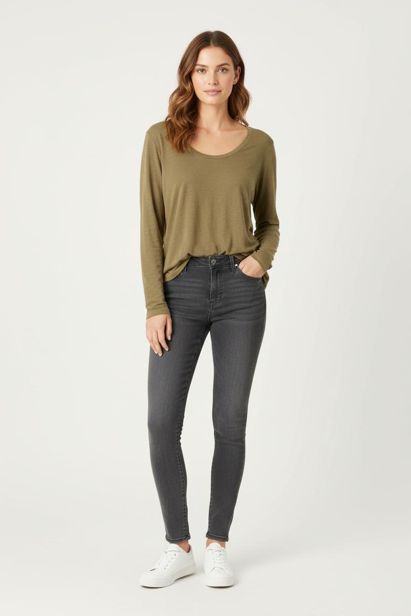 Tee-shirt Manches Longues Vert - Taille M/38