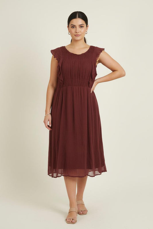 Robe Volantée Bordeaux - Taille XXL/44