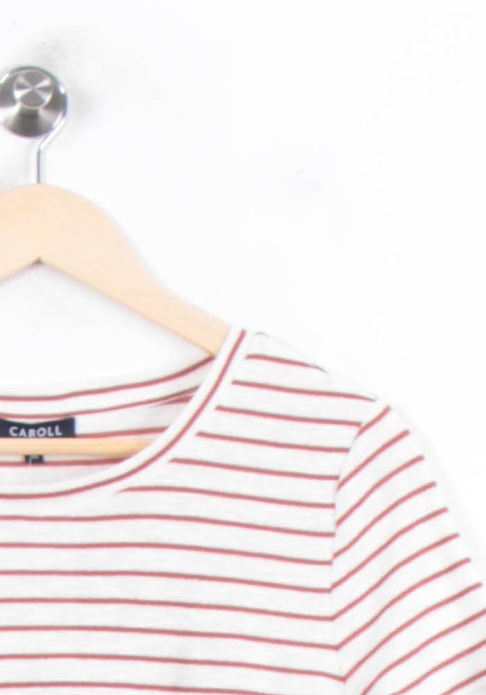 Tee-shirt Rayé Beige et Rouge - Taille M/38