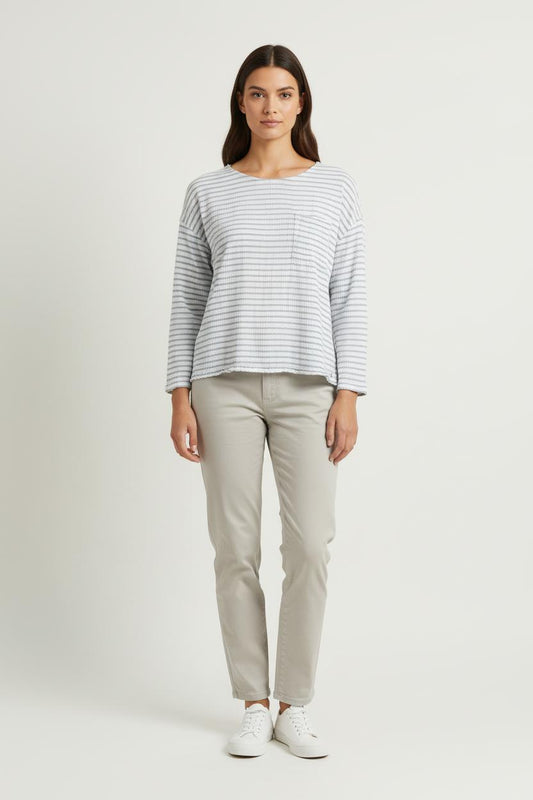 Blouse Blanc et Gris - Taille XS/34