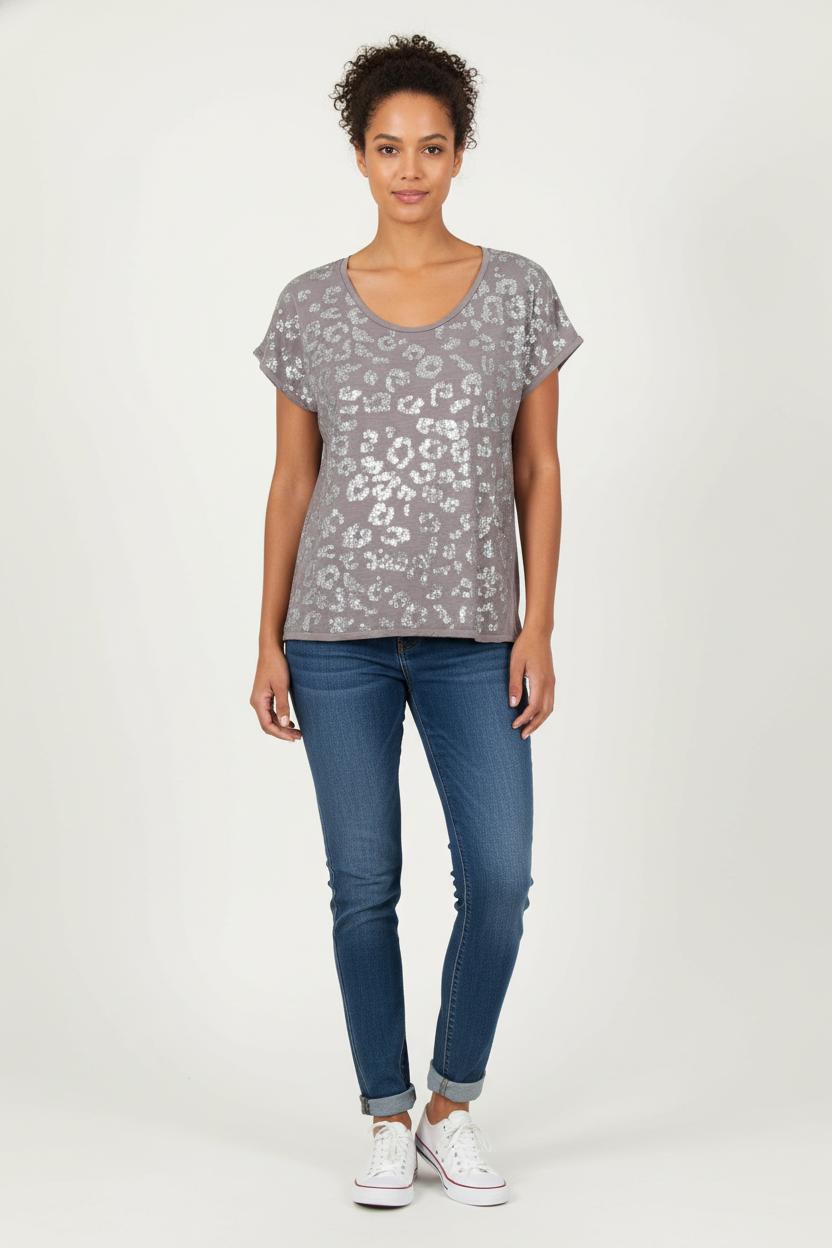 Tee-shirt Gris et Argenté - Taille S/36