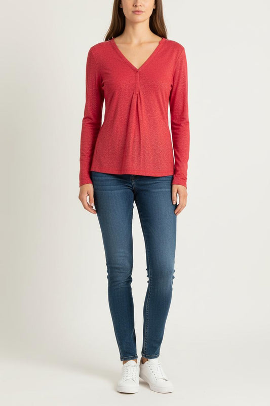 T-shirt Manches Longues Rouge - Taille S/36