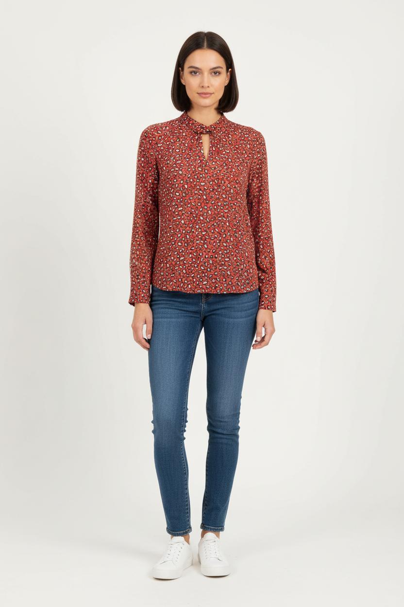 Blouse Orange et Noire - Taille S/36