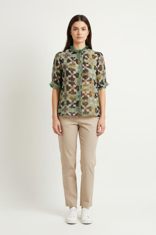 Blouse Verte et Noire - Taille M/38