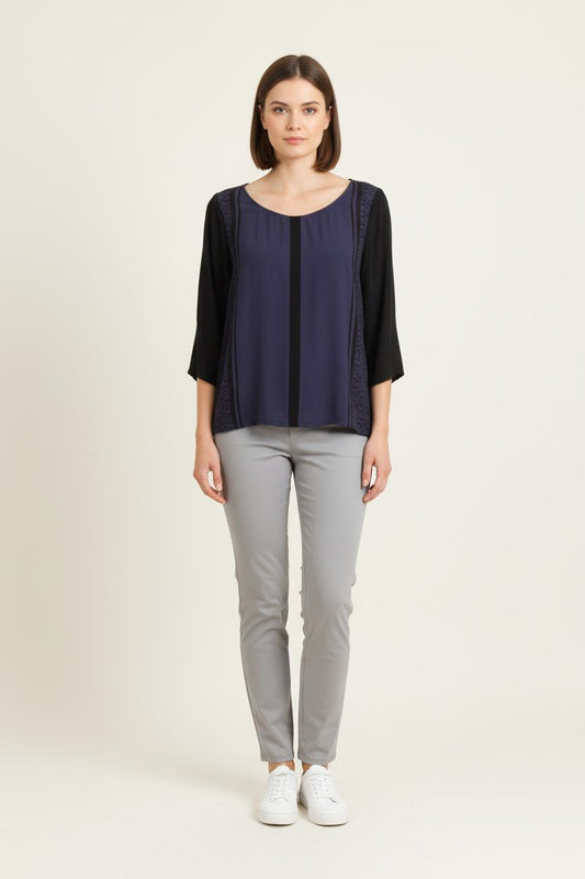 Blouse Bleu et Noir - Taille M/38