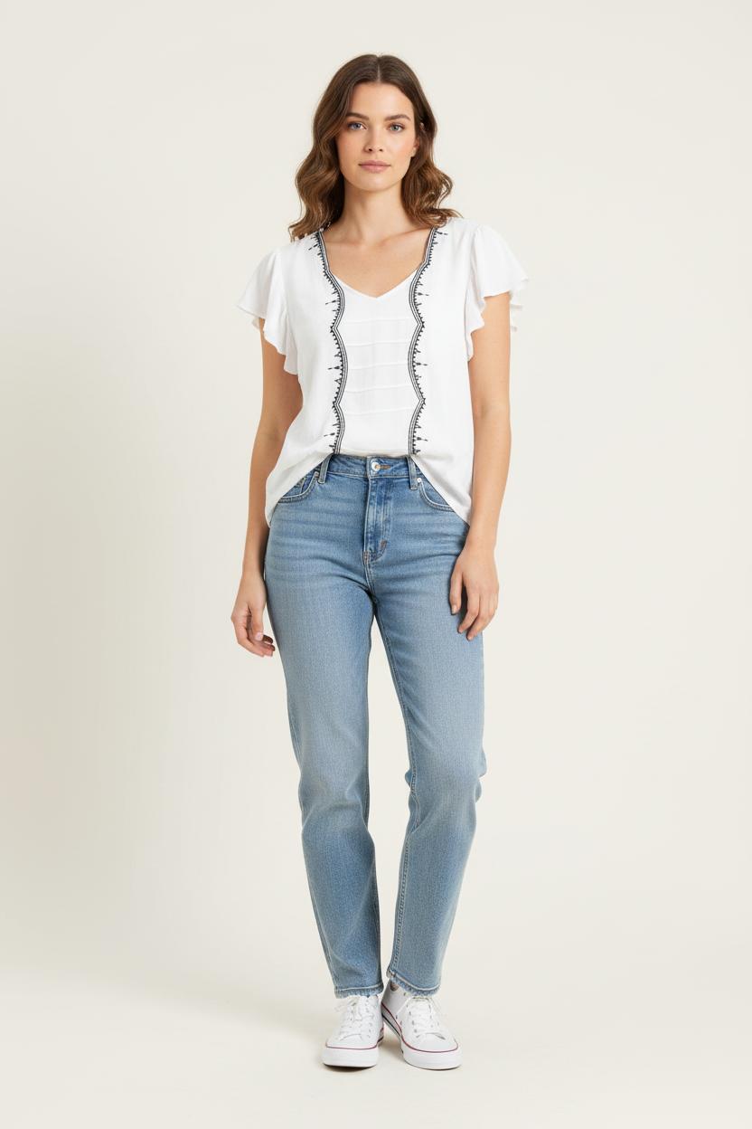 Blouse Blanche et Noire - Taille M/38