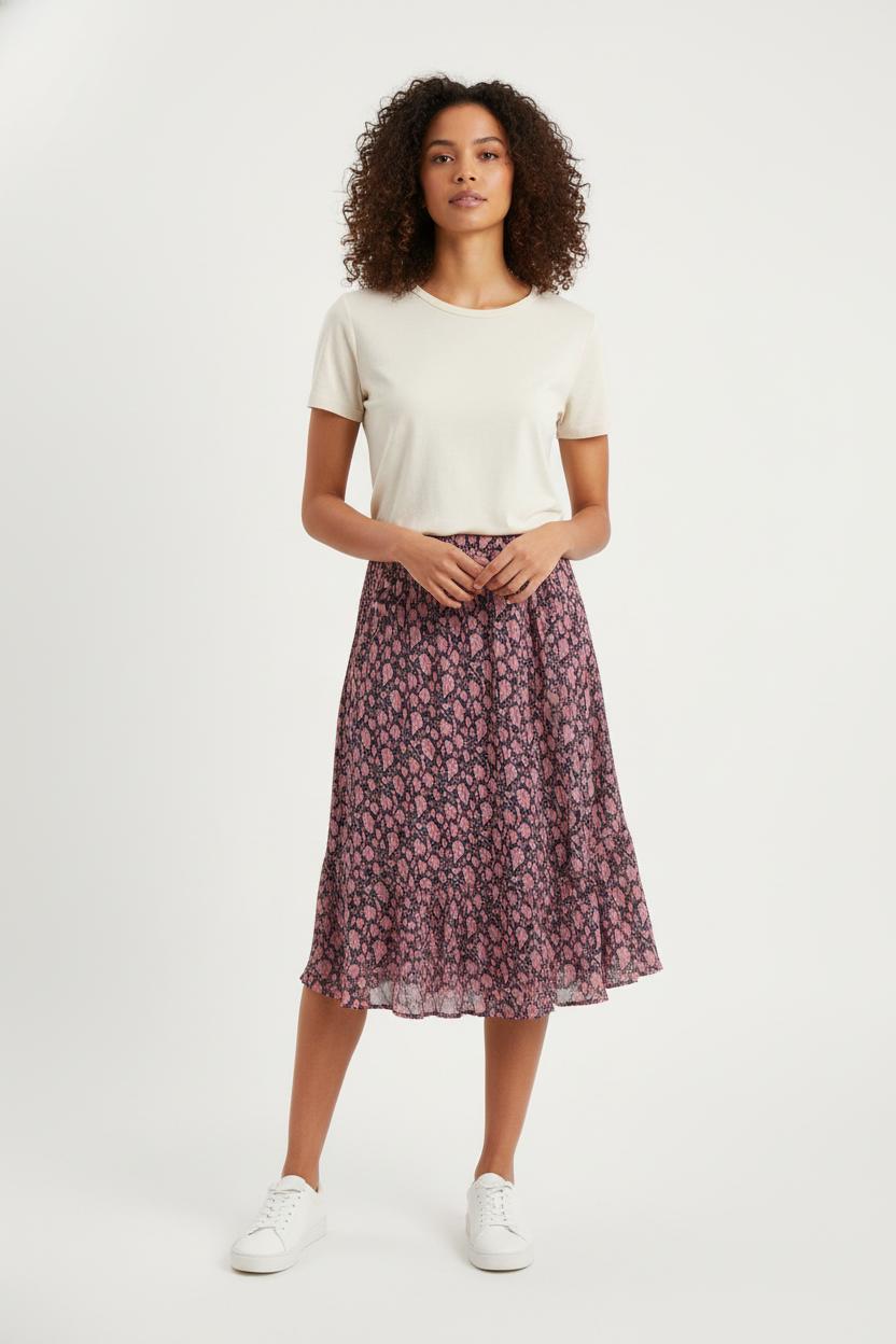 Jupe Midi Rose et Bleu - Taille S/36