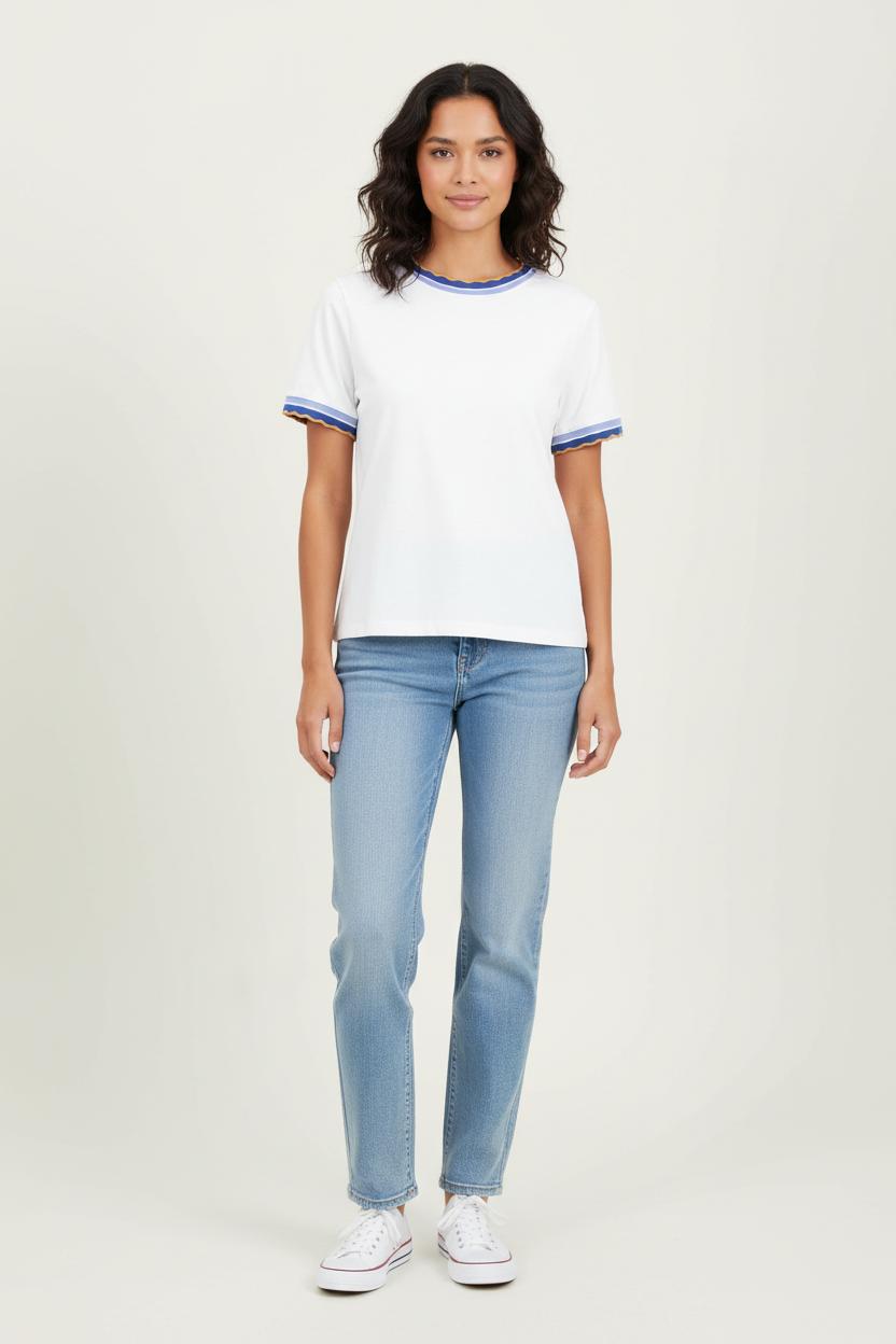 Tee-shirt Blanc et Bleu - Taille S/36