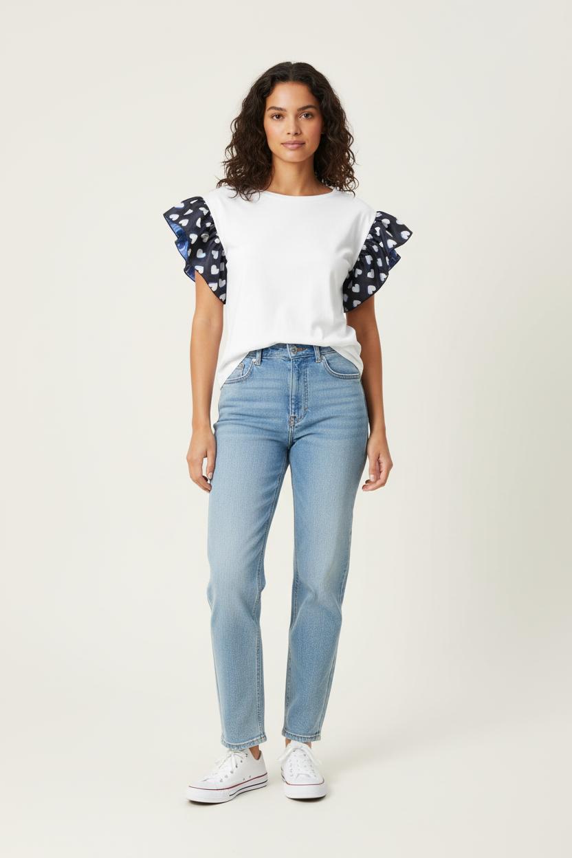 Tee-shirt Blanc et Bleu - Taille S/36