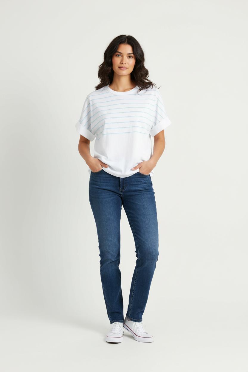 T-shirt Blanc et Bleu - Taille XXL/44