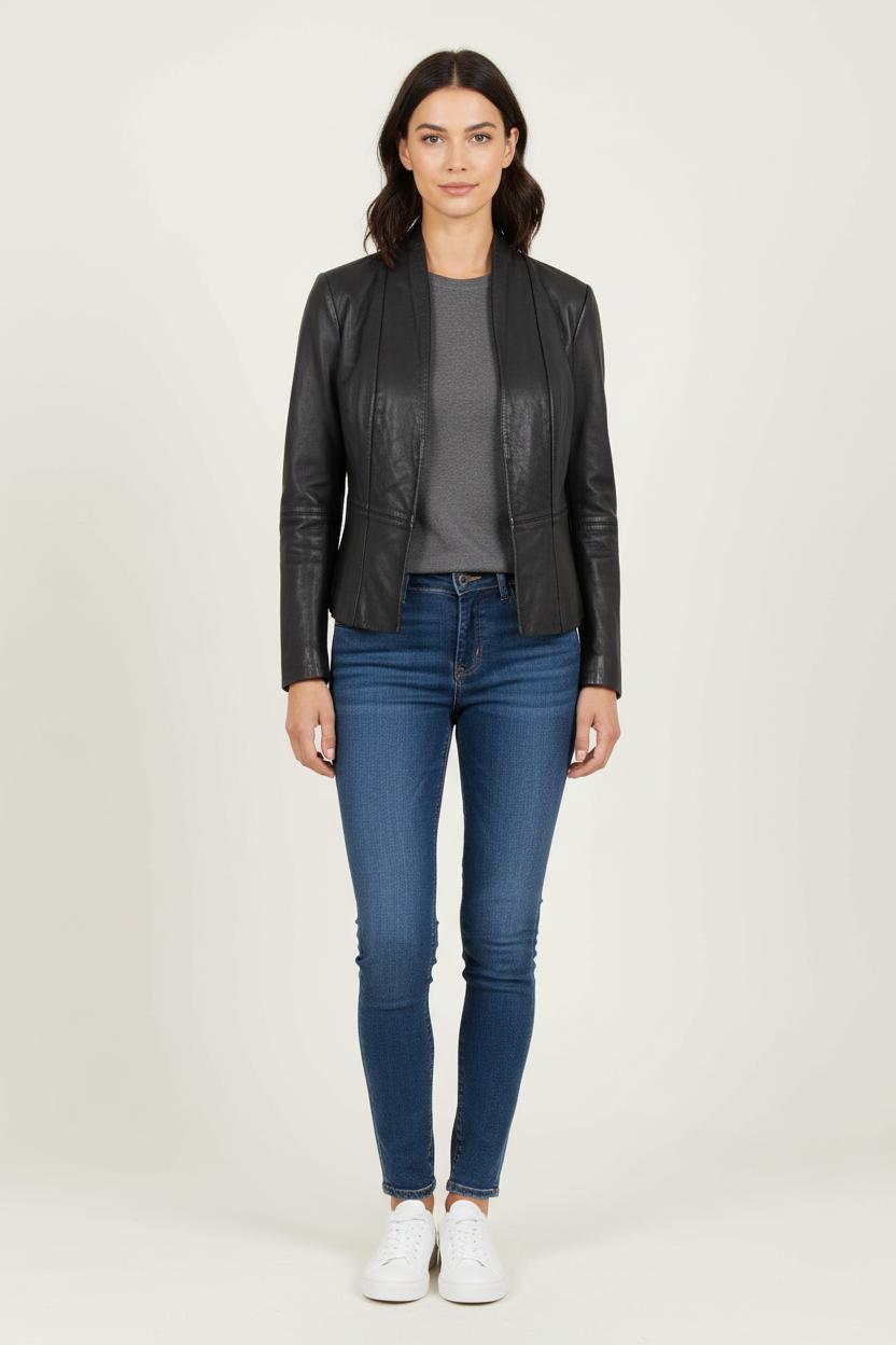 Veste En Cuir Noire - Taille S/36