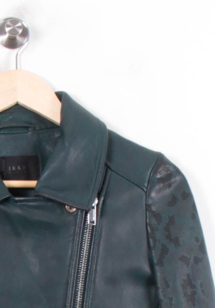 Blouson en cuir Vert - Taille M/38