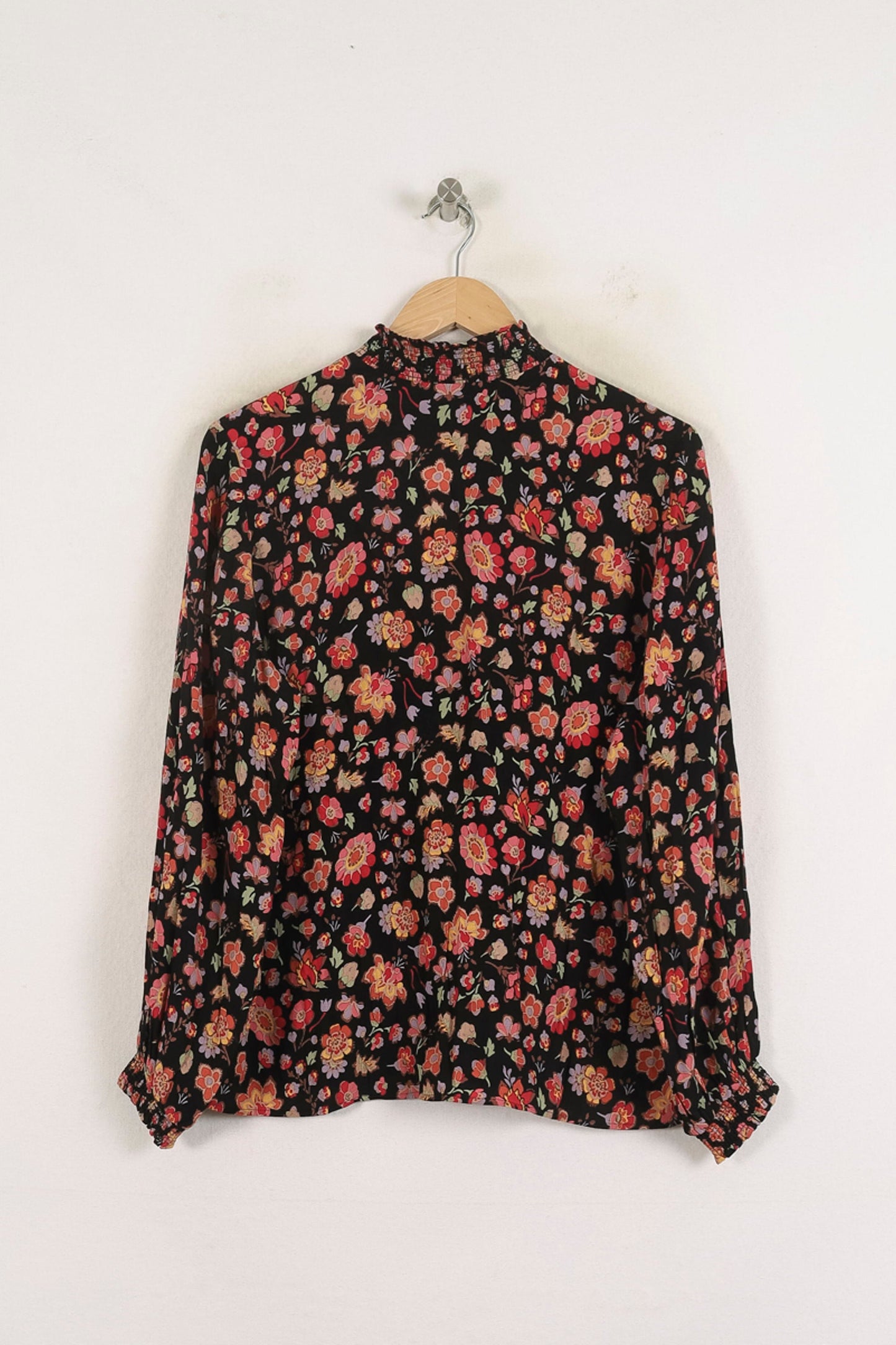 Blouse Fleurie Noire et Rouge - Taille M/38