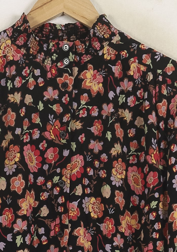Blouse Fleurie Noire et Rouge - Taille M/38