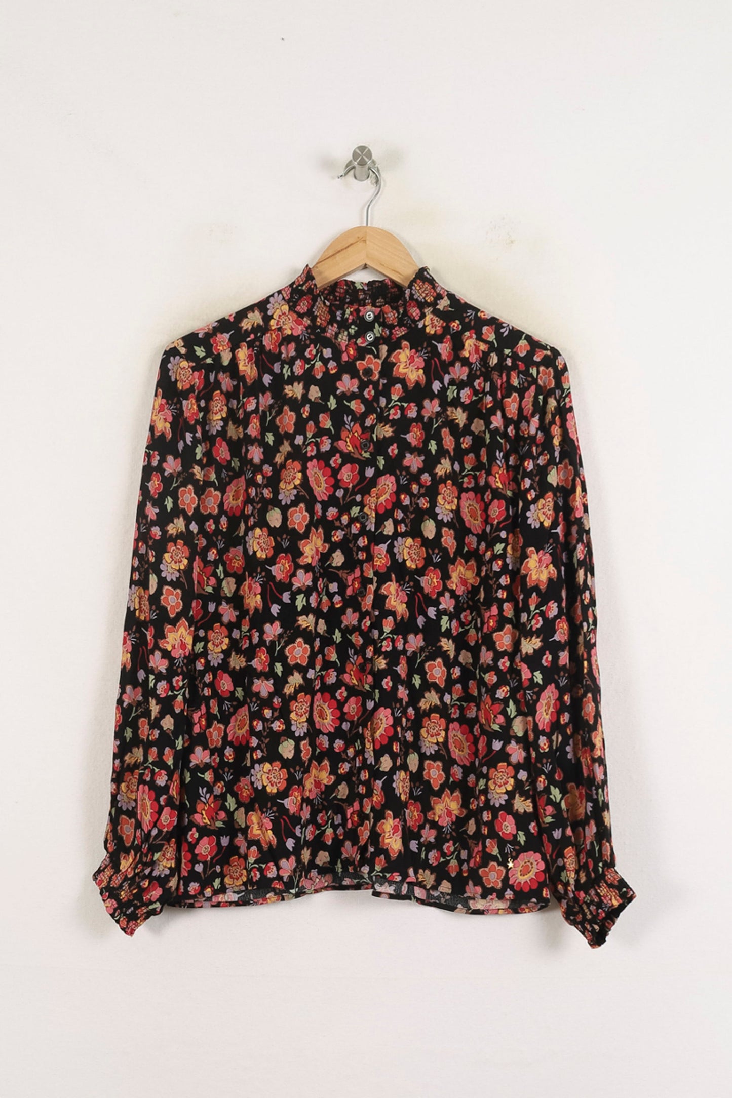 Blouse Fleurie Noire et Rouge - Taille M/38