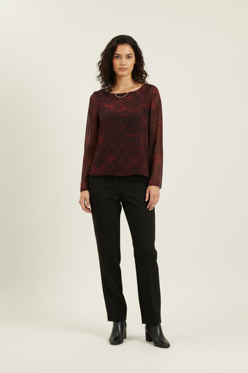 Blouse Bordeaux et Noir - Taille S/36