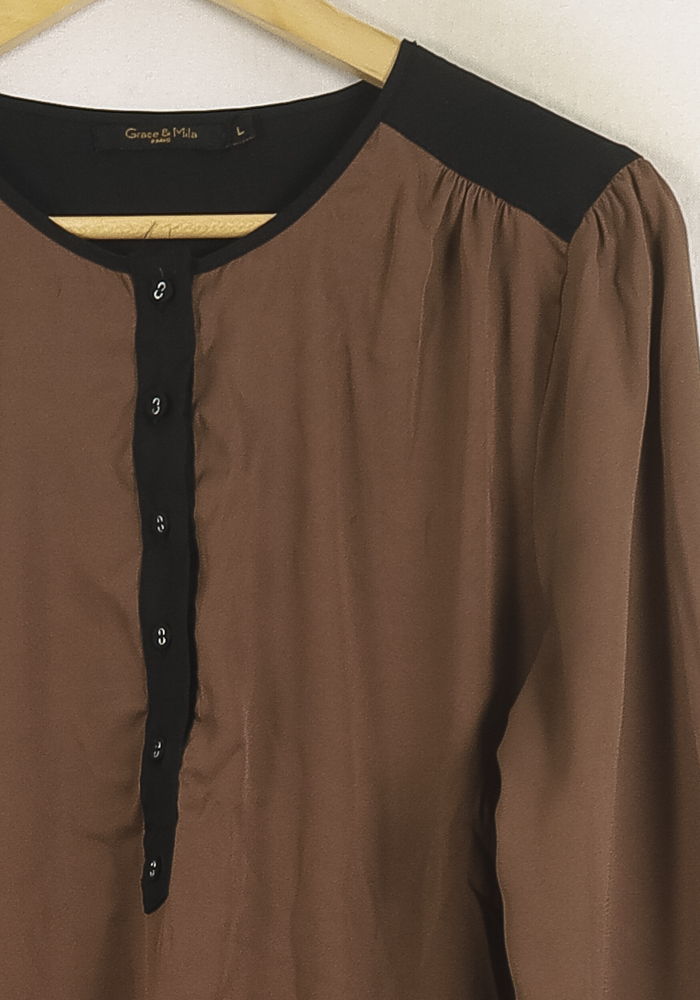 Blouse Marron et Noire - Taille L/40