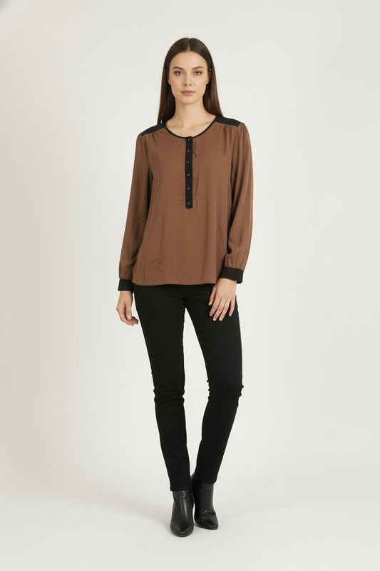 Blouse Marron et Noire - Taille L/40