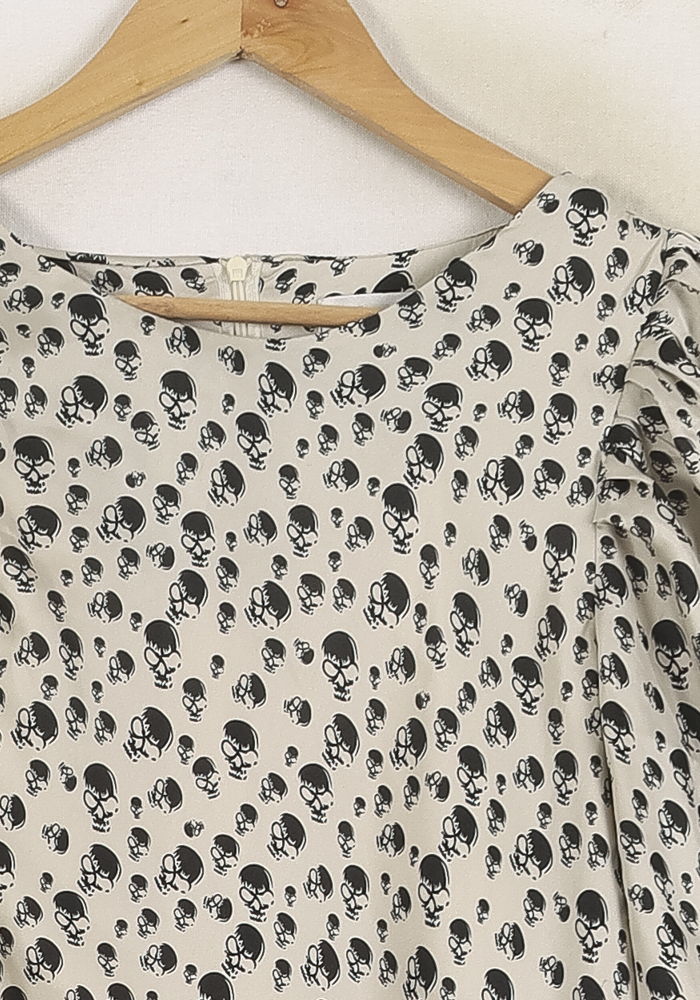 Robe Mi-Longue Beige et Noire - Taille L/40