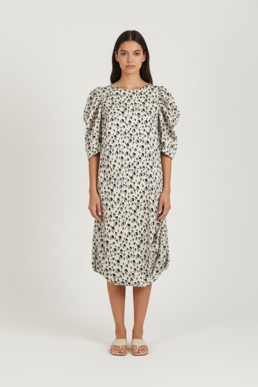 Robe Mi-Longue Beige et Noire - Taille L/40