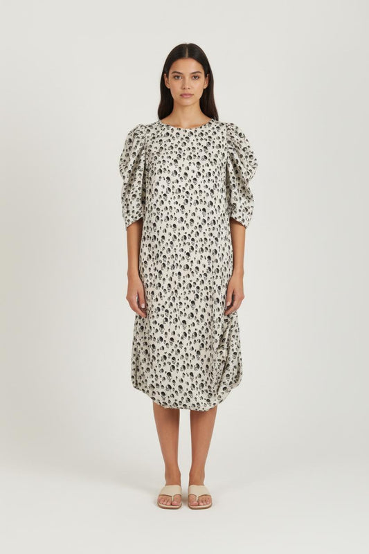 Robe Mi-Longue Beige et Noire - Taille L/40