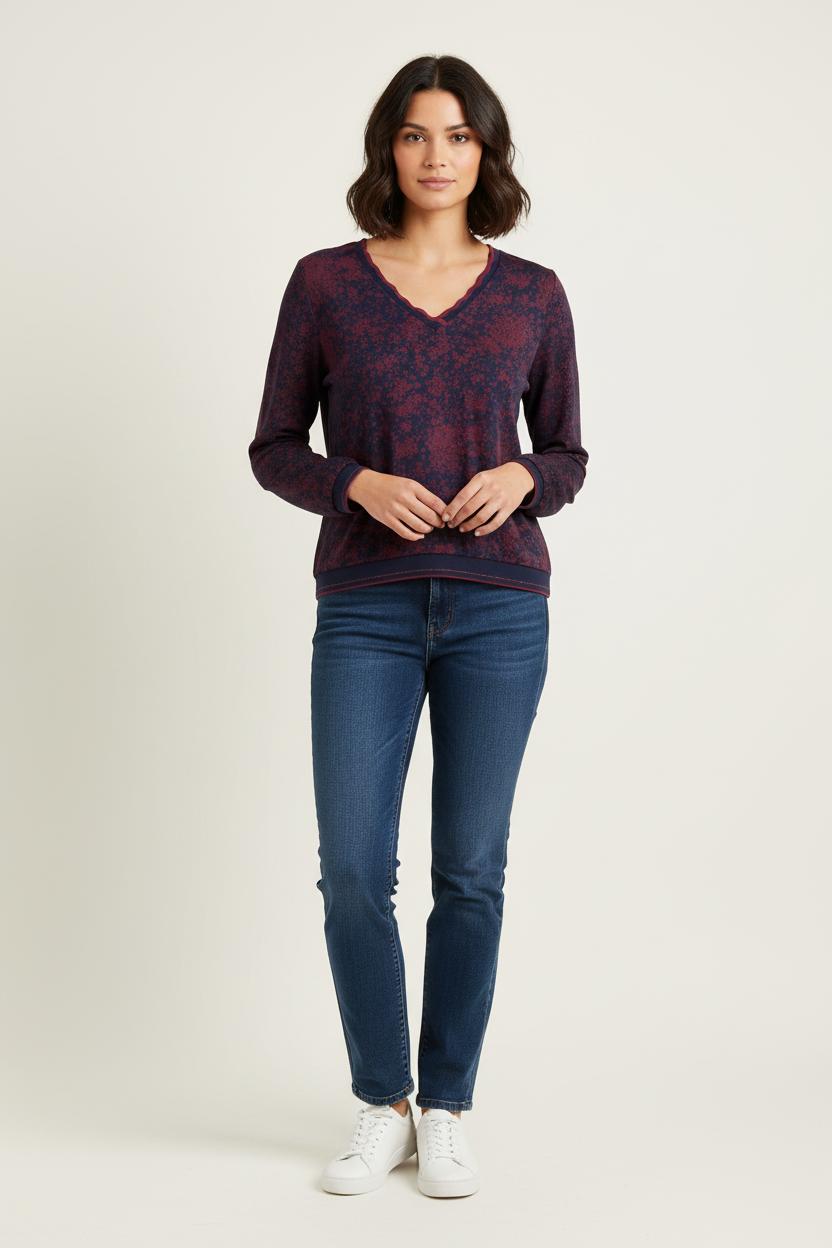 Blouse Bleu et Bordeaux - Taille M/38