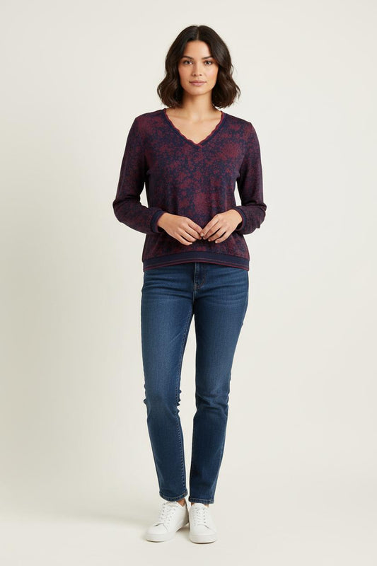 Blouse Bleu et Bordeaux - Taille M/38